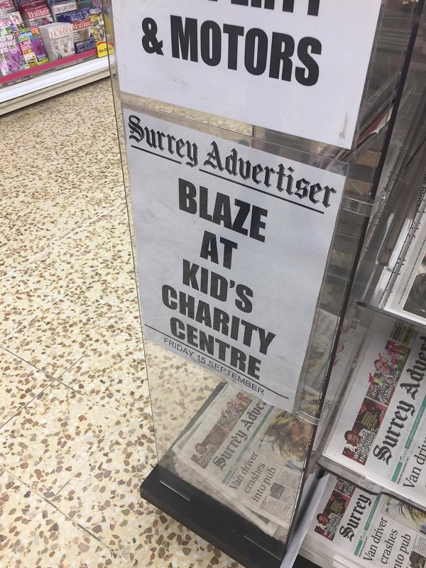 newspaper - Ndi Hove Friday 15 September At Centre Charity Kid'S Blaze Surrey Advertiser & Motors Van driver crashes into pub Surrey Aduet Surrey Van driver crashes to pub Van driver Surrey Aduer