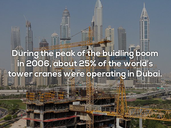Dubai - During the peak of the buidling boom in 2006, about 25% of the world's tower cranes were operating in Dubai. Emaar