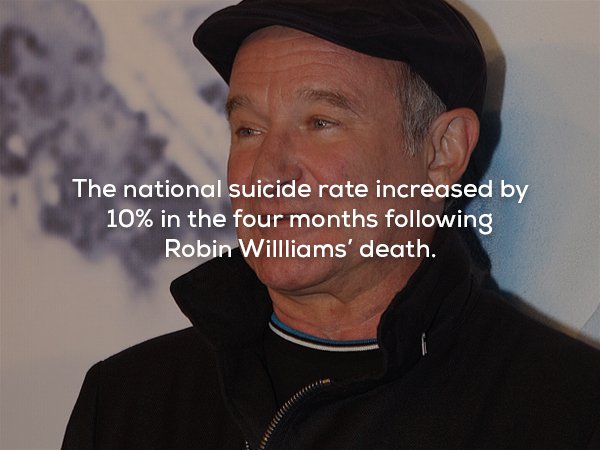 photo caption - The national suicide rate increased by 10% in the four months ing Robin Willliams' death.