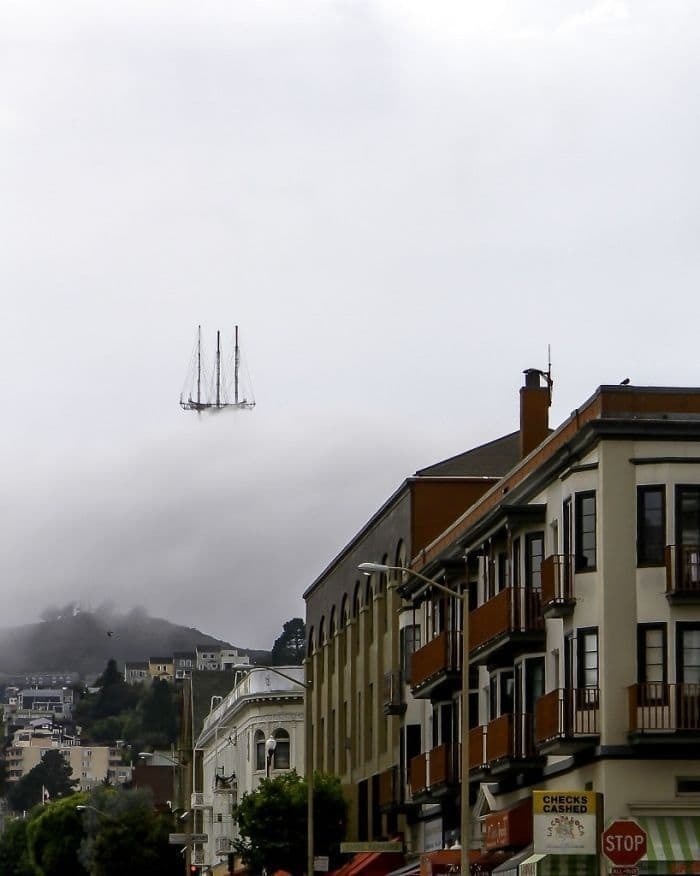 cool pic sutro tower fog ship - Checks Cashed Stop