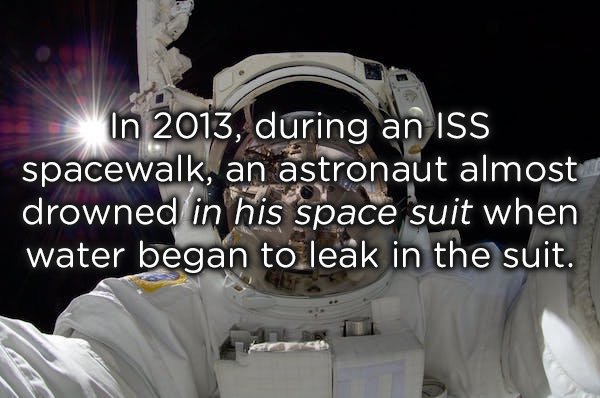 aki hoshide selfie - In 2013, during an Iss spacewalk, an astronaut almost drowned in his space suit when water began to leak in the suit.