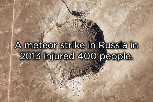 satellite images of earth craters - A meteor strike in Russia in | 2013 injured 400 people.