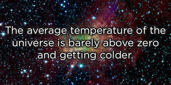 science facts about space - The average temperature of the niverse is barely above zero and getting colder.