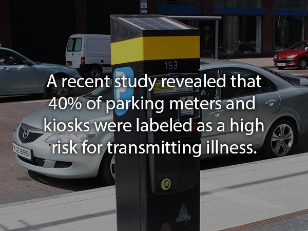 mid size car - 153 A recent study revealed that 40% of parking meters and kiosks were labeled as a high risk for transmitting illness.