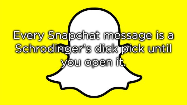 cartoon - Every Snapchat message is a Schrodinger's dick pick until you open i