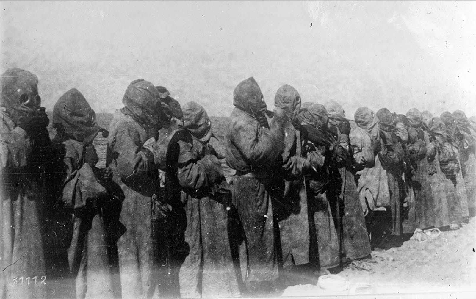 Gas masks in use in Mesopotamia in 1918