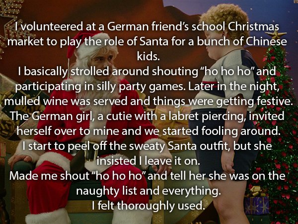photo caption - I volunteered at a German friend's school Christmas market to play the role of Santa for a bunch of Chinese kids. I basically strolled around shouting "ho ho ho" and participating in silly party games. Later in the night, mulled wine was s