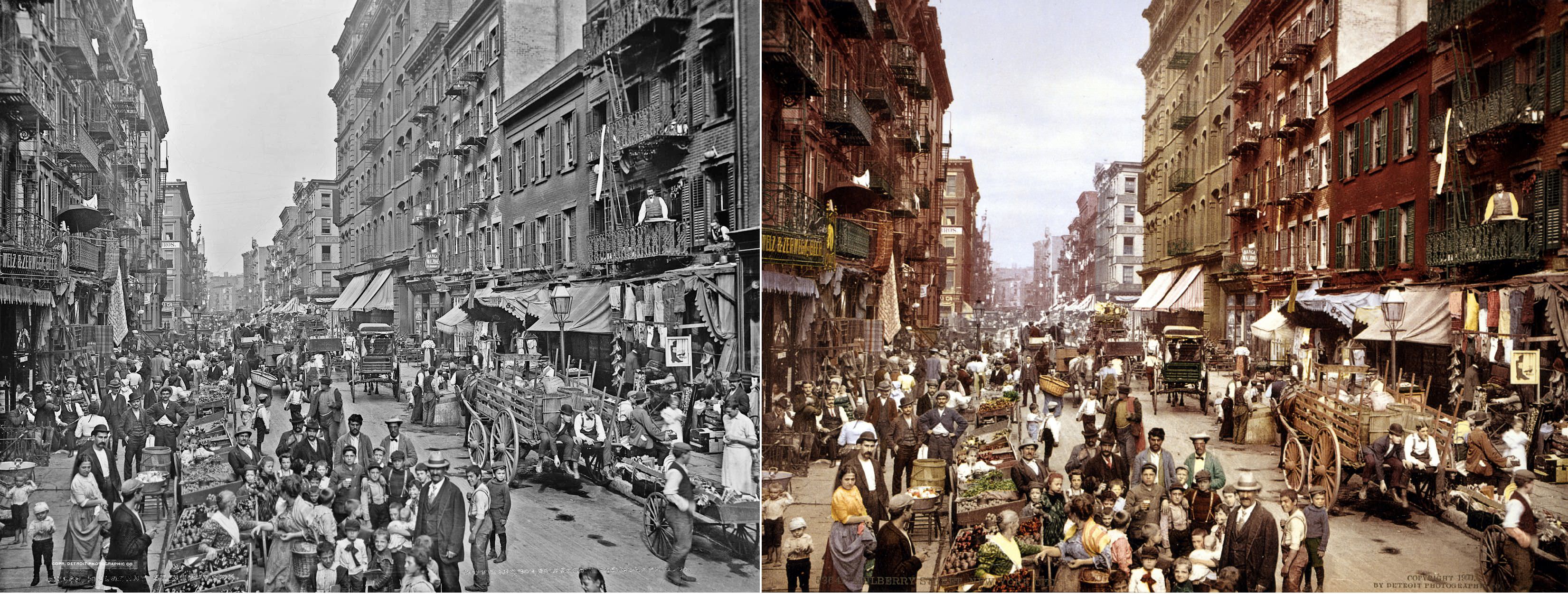 Mulburry Street in NYC, US in 1900.