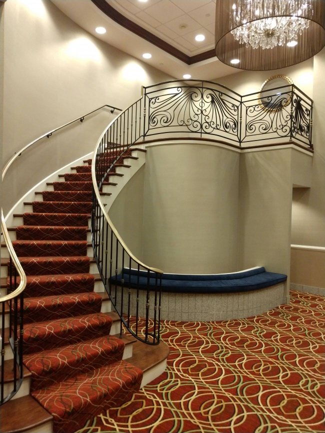 Stairs in a hotel that lead to...nowhere.