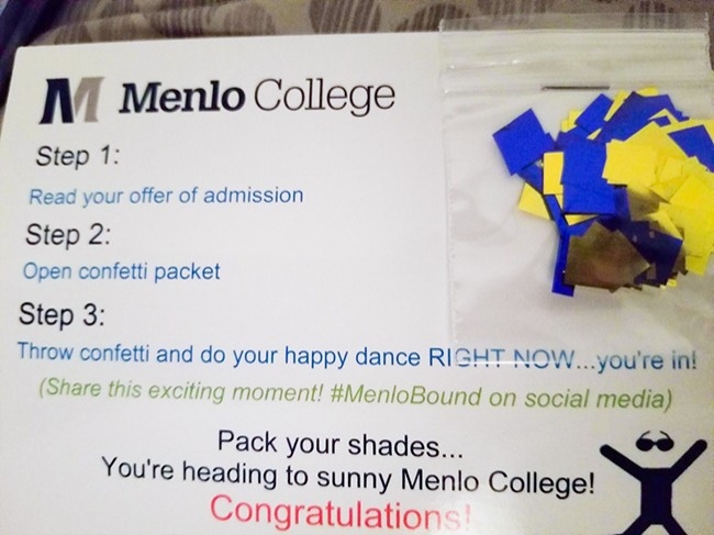 “My admission letter came with confetti.”