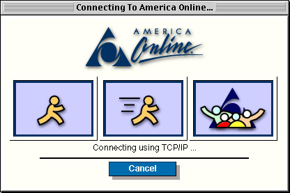 aol dial up - Connecting to America Online... Connecting using TcpIp... Cancel