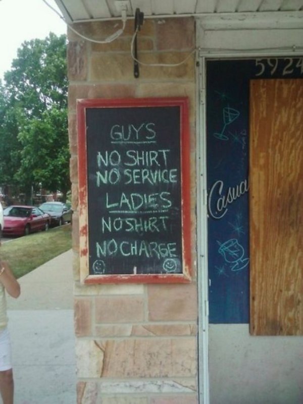 best bar signs - 5924 Guys No Shirt No Service Ladies Noshirt Nocharge