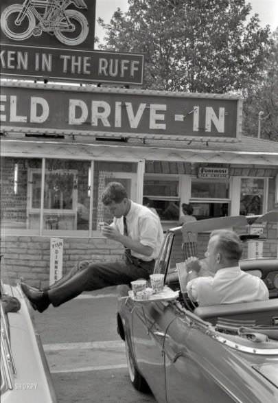 Robert Kennedy stops for lunch while campaigning for his brother in Bluefield WV, 1960.