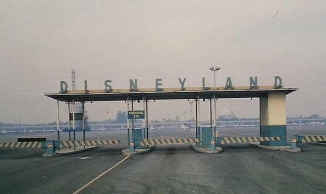 The entrance to Disneyland in 1965, when parking was only $0.25.