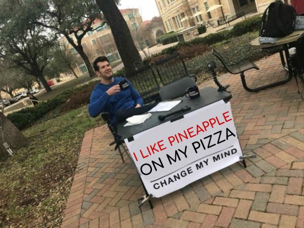 change my mind original - I Pineapple On My Pizza Change My Mind
