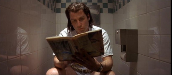In Pulp Fiction Vincent Vega is constantly on the toilet. One of the side effects of heroin abuse is constipation