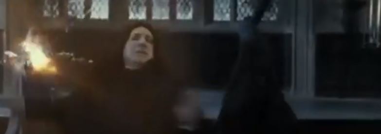In Harry Potter and the Deathly Hallows Part 2, Snape is still helping the Order of the Phoenix when he re-directs McGonagall’s spells to his fellow Death Eaters