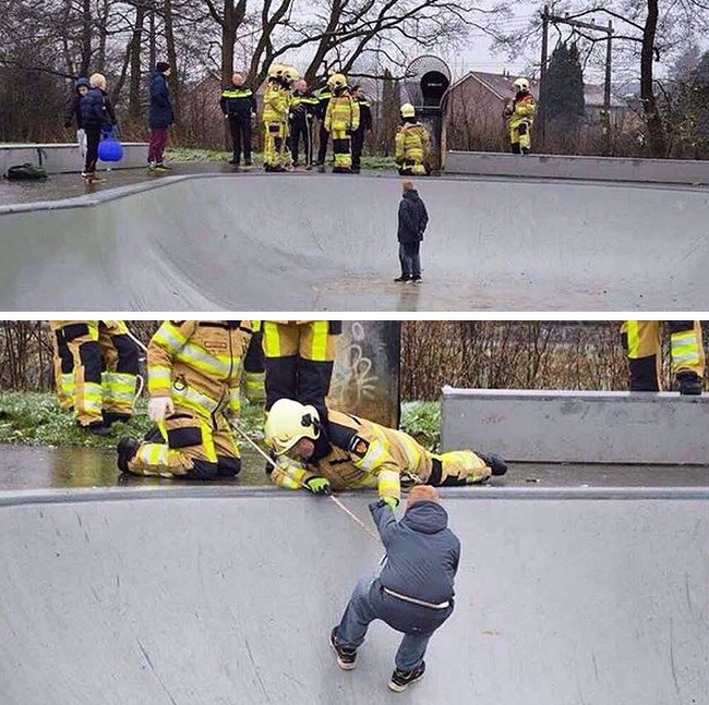 fat kid stuck in skate bowl