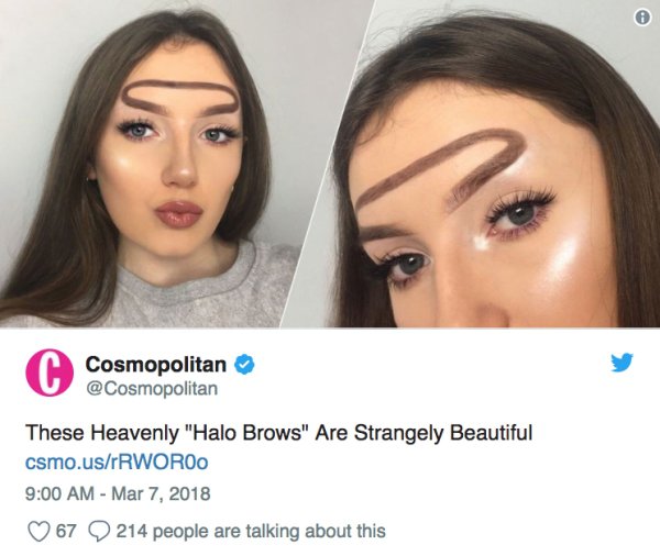 cosmopolitan halo eyebrows - Cosmopolitan These Heavenly "Halo Brows" Are Strangely Beautiful csmo.usrRWOROO 67