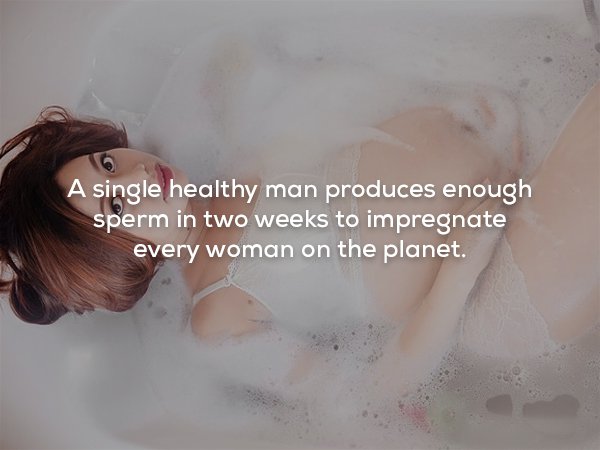 girl - A single healthy man produces enough sperm in two weeks to impregnate every woman on the planet.