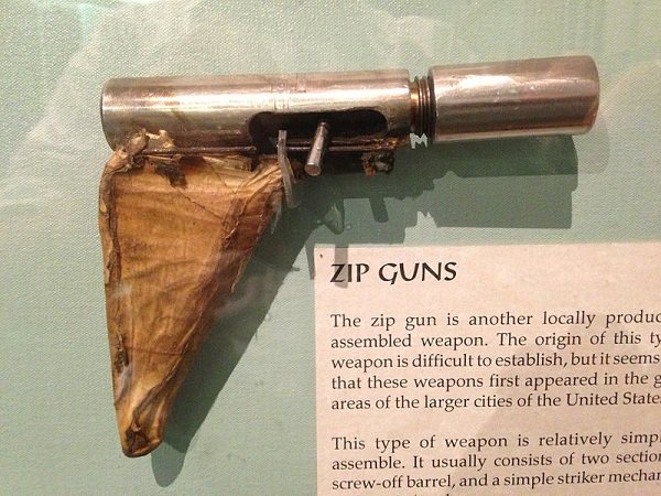 Zip Guns.

Zip guns are among the most dangerous weapons in a prison. They’e compact, deadly, and can be easily hidden. They also can be taken apart relatively easily and the parts can look very innocent when not together.