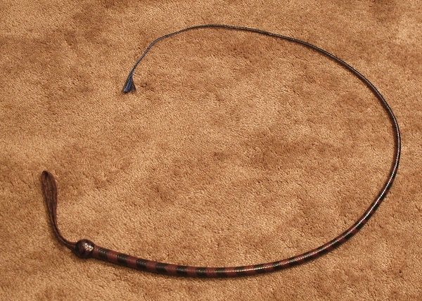 Razor Whip.

In 1996 a prisoner was found with a hand made weapon known as a razor whip. It consisted of a piece of wood for a handle, some cut bed sheets for the tail, a weight at the end, and several razor blades attached along the entirety of it.