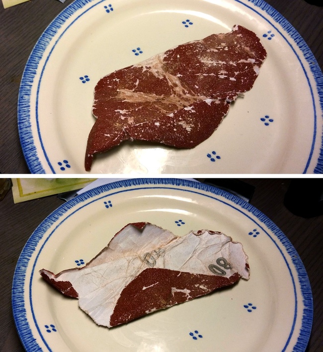 It’s hard to tell a piece of abrasive paper from a juicy steak.