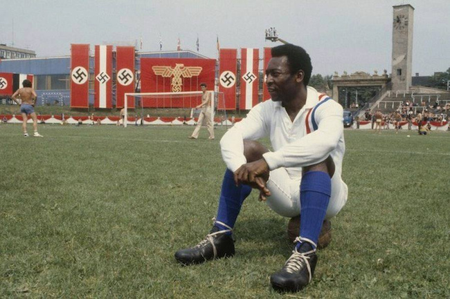 Pelé takes a break during the filming of Escape to Victory, 1981.