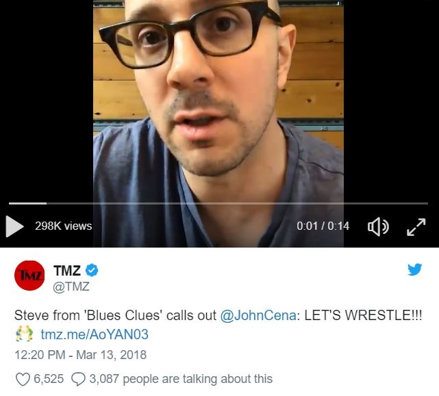 Steve from ‘Blue’s Clues’ challenges John Cena to a fight