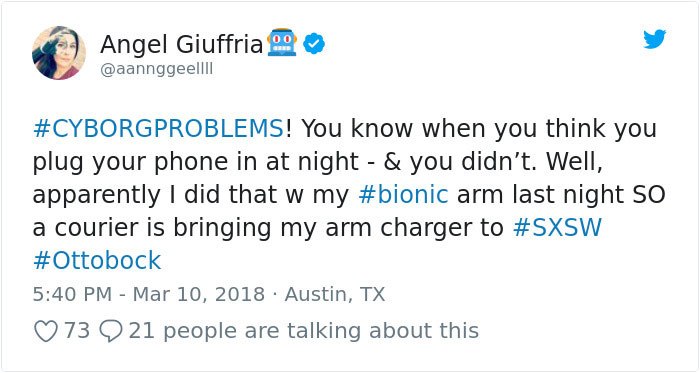 Woman With A Bionic Arm Had Trouble Finding A Charger At SXSW