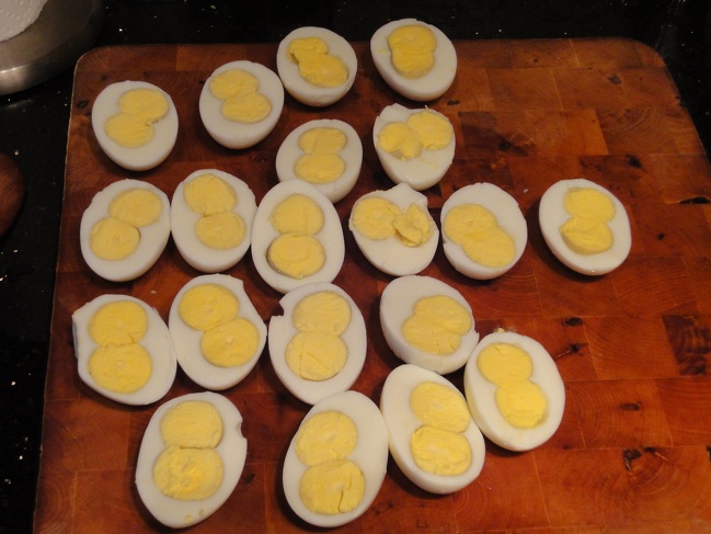 A carton full of double yolk eggs