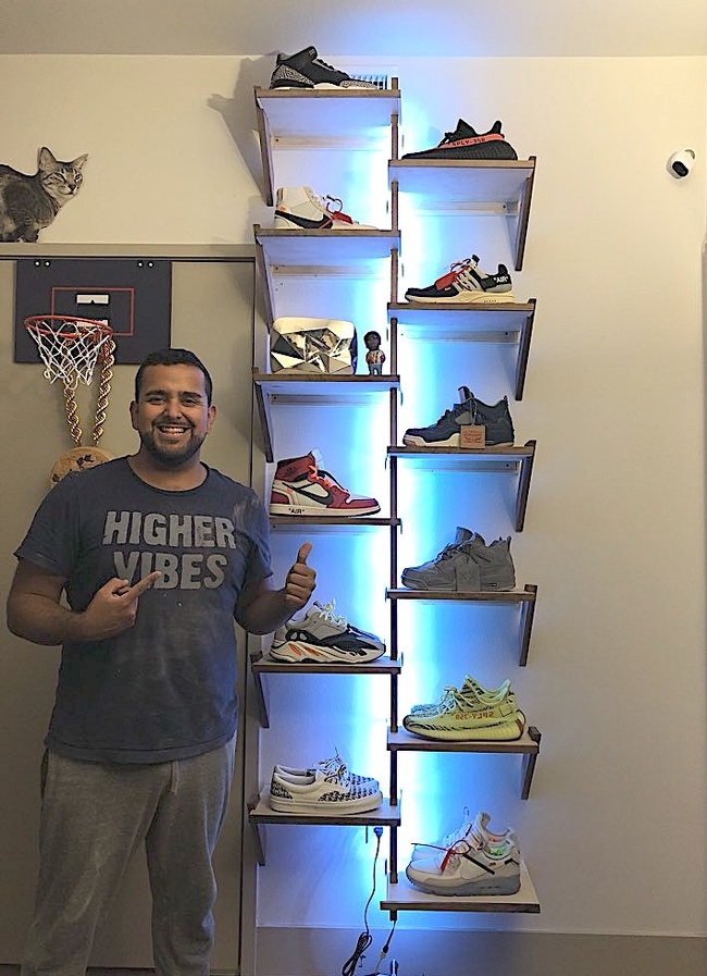 “My roommate Jon built me the best custom shoe rack.”