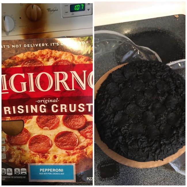 “My roommate tried to make a pizza.”