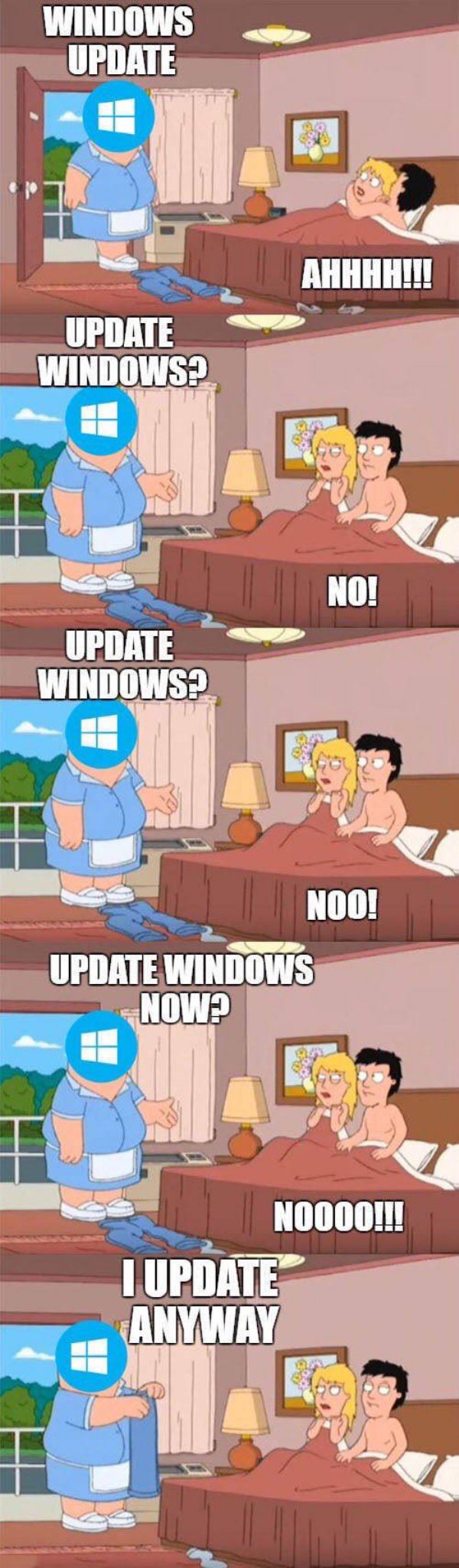 windows meme - Windows Update Ahhhh!!! Update Windows? No! Update Windows Noo! Update Windows Now? NO000!!! I Update Anyway