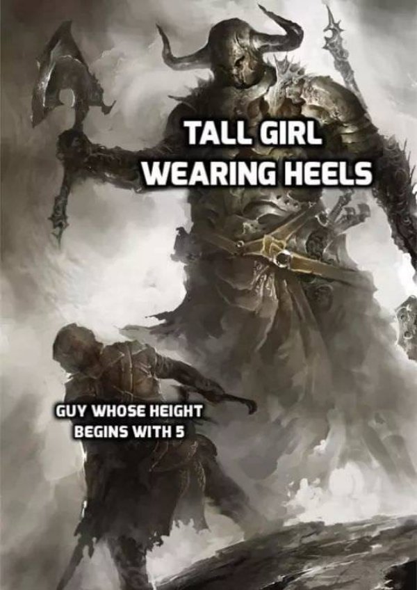 fantasy painting meme - Tall Girl Wearing Heels Guy Whose Height Begins With 5
