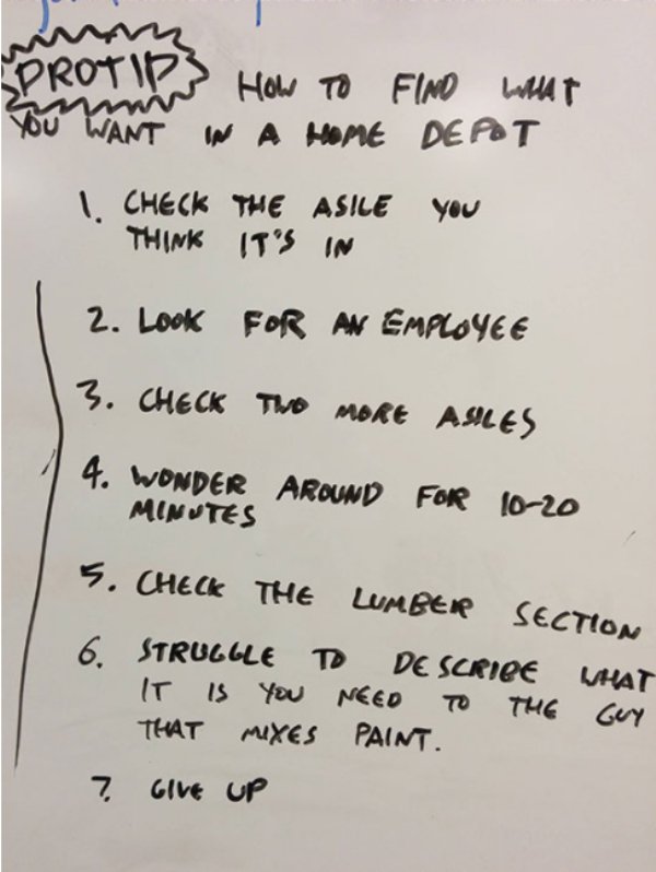 step by step funny - Protid You Want How To Find What A Home Depot In 1. Check The Asile Think It'S In you 2. Look For An Employee 3. Check The More Ames 4. Wonder Around Minutes For 1020 5. Check The Lumber Section 6 Struggle To De Scrice What It is You 