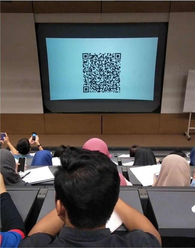 The students of this university in Malaysia prove their attendance by scanning a QR-code.