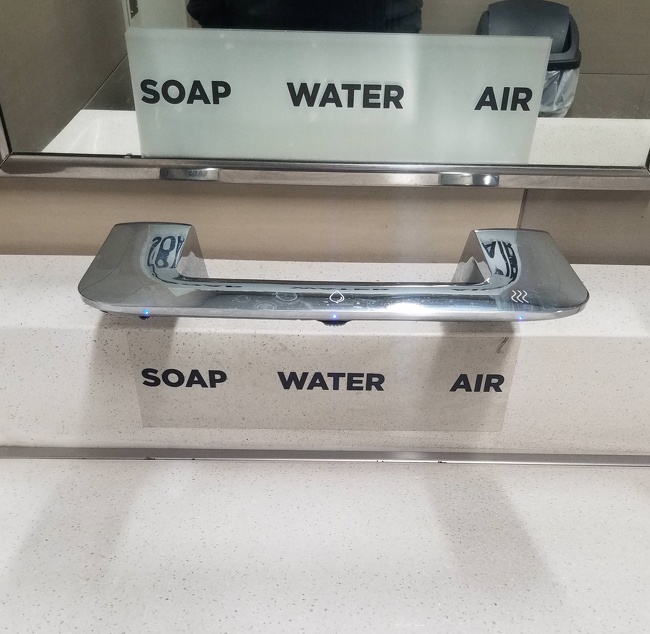 This tap has soap, water, and air.