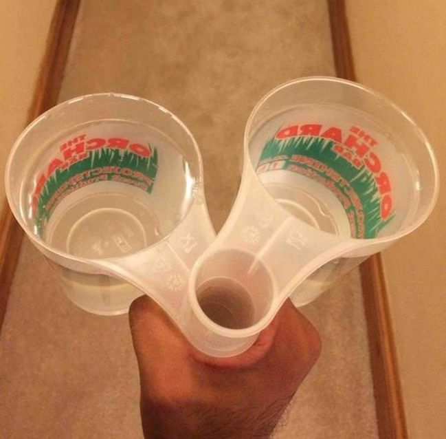 The handles of these cups are made for holding several cups in one hand at the same time.