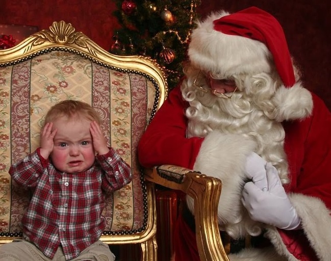 Meeting Santa for the first time.