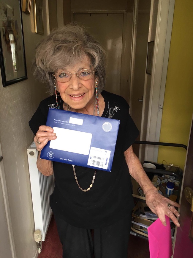 “This young lady received a telegram from the Queen for turning 100 years old. She let her postman take her picture on the condition that ’everyone’ would see it.”