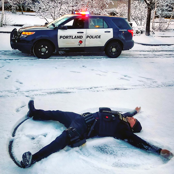 snow angel funny - ws Portland Police