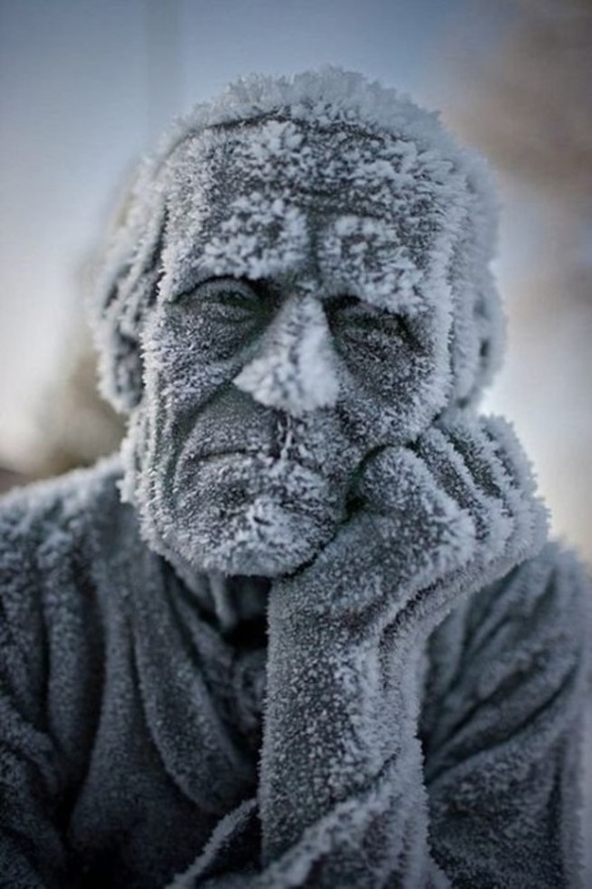 This old frozen statue