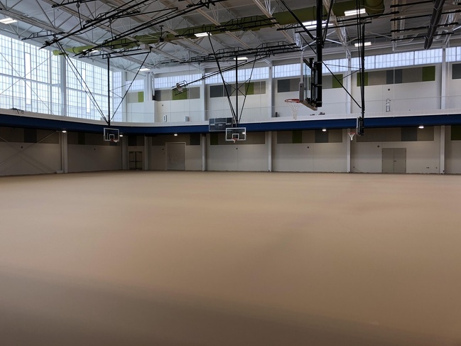 This nearly perfect gym floor before anything was put on it