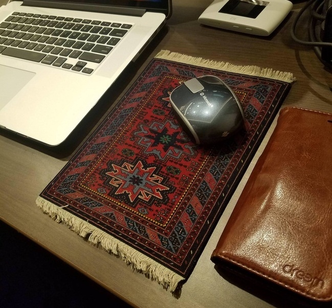 “My boss’s mousepad that’s shaped like a tiny rug.”