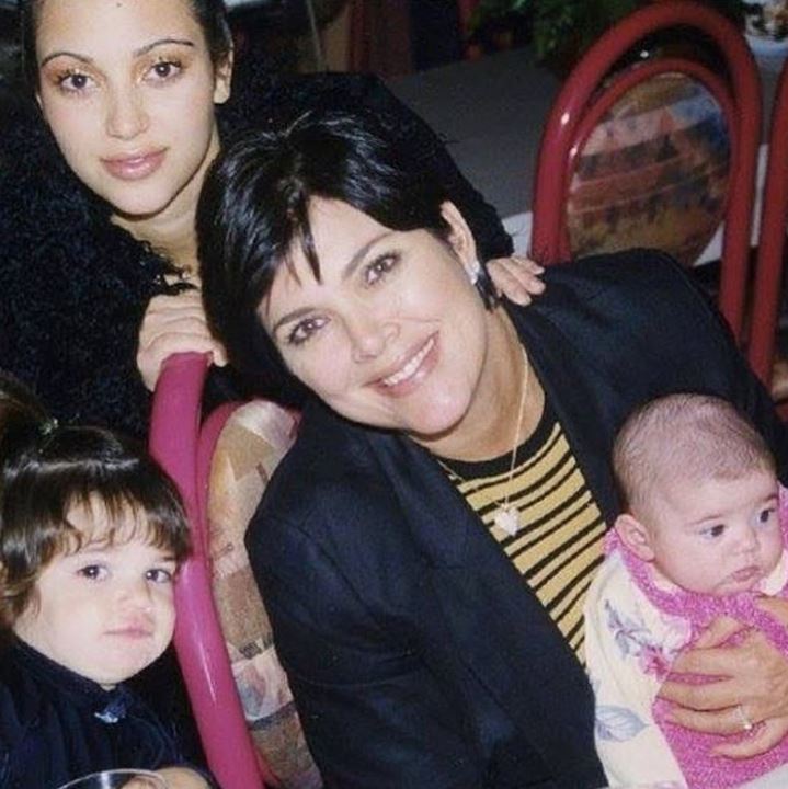 Kim Kardashian with her mom Kris Jenner and sisters — Kendall and Kylie, 1997