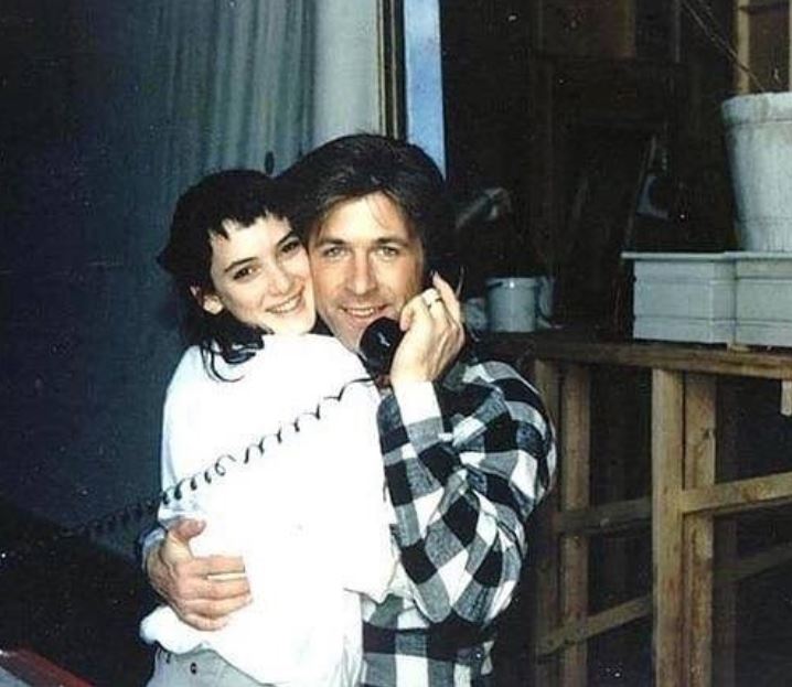Winona Ryder and Alec Baldwin on the set of Beetlejuice, 1988