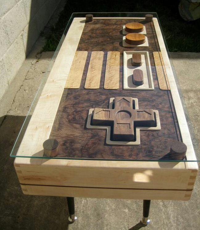wooden nes controller table