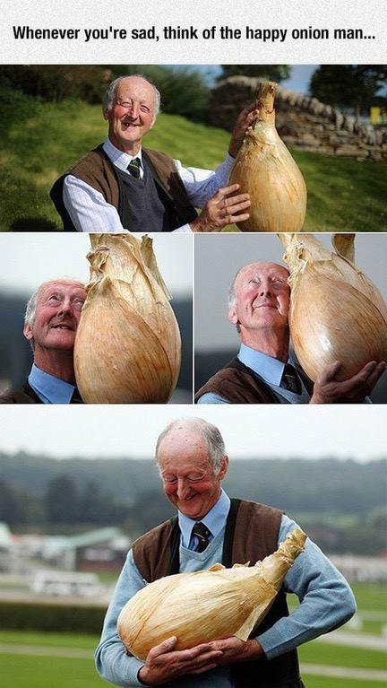 wholesome meme of man happy to hold massive ontion