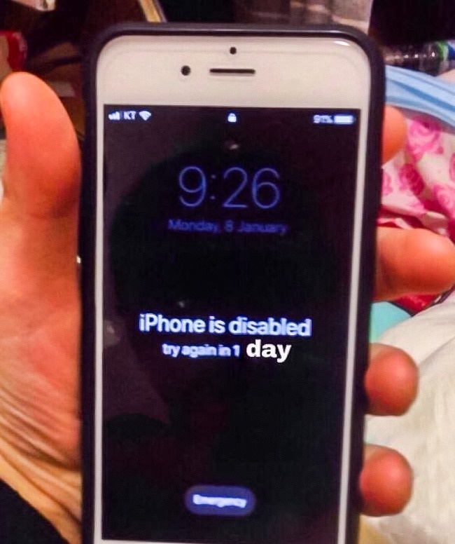 “My friend’s phone after my baby brother played with it.”